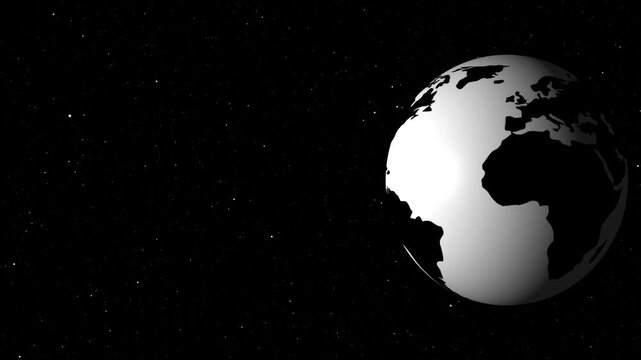 Earth globe rotating on black background. Looping animation, Earth globe right spin in side with shooting star space animation 4K UHD