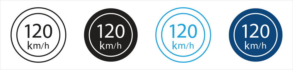 Speed limit icon set, representing maximum speed, traffic regulation, road safety, transportation control, vector illustration © Shiuli