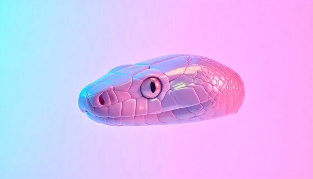 Pastel Snake Head Floating on Colorful Gradient Background