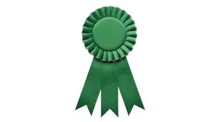Naklejka premium Green award rosette ribbon badge with competition