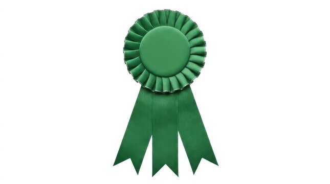 Green award rosette ribbon badge with competition