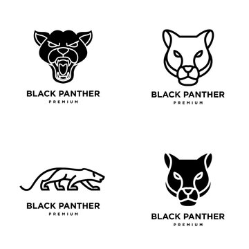 Collection of Black Panther Logos: Fierce Roaring Head, Minimalist Outline, and Sleek Silhouette Designs for Modern Branding