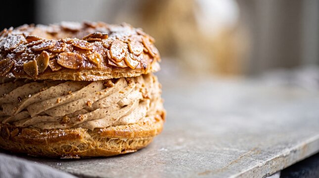 Gourmet Paris-Brest Pastry with Praline Cream and Toasted Almonds