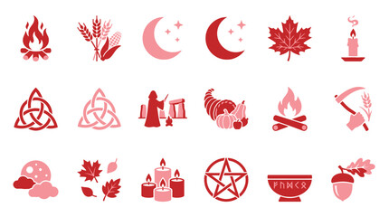 Collection of Pagan and Wiccan symbols and icons representing seasons and rituals. © xavier
