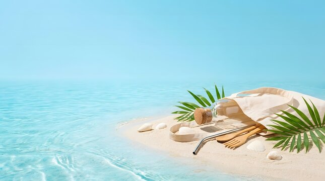 Eco friendly beach essentials in a sustainable tote bag