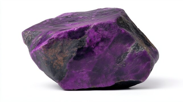 Raw sugilite stone, intense purple opaque mineral, massive form