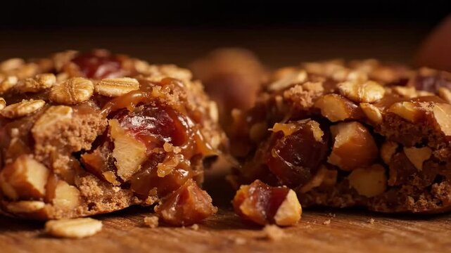 Discover how to make a chewy nut bar with caramel, nuts, and oats step by step