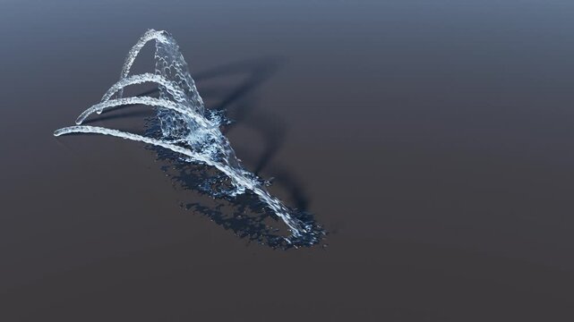 Isolated Arch Fountains with 4 jets and variable flow on a reflective floor