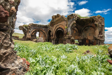 Obraz premium Bagnayr Monastery (Kozluca Monastery) Historic Ruins in Kozluca Village, Kagizman District, Kars Province Turkey Eastern Anatolia