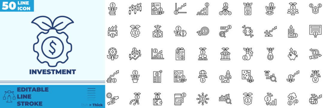 Investment Line Editable Icons set