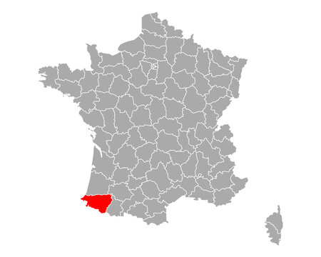 Karte von Pyrenees-Atlantiques in Frankreich