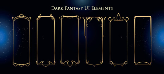 Set of Fantasy Gold Elements for user interface, poster, video. Fantasy magic frames. Vector Illustration EPS10 © Oniks Astarit