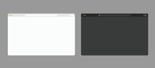 Light and Dark Browser Mockup, Empty Web Browser Page Template isolated on white Background Vector © Abdullah