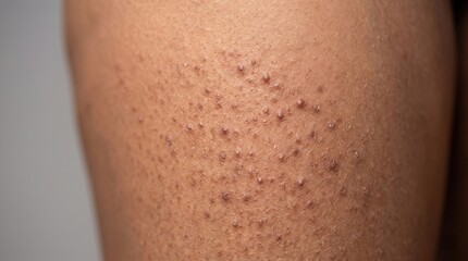Fototapeta premium Close up view of severe razor bumps and inflamed hair follicles on male dark skin