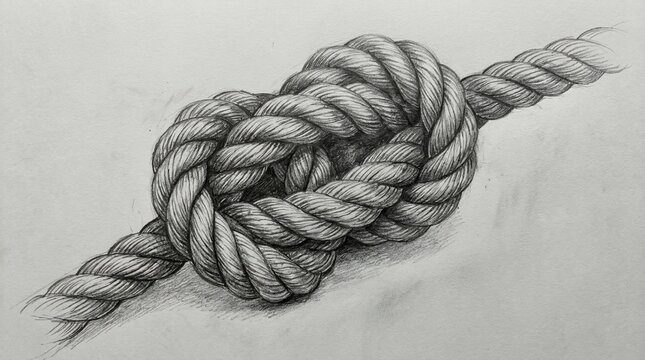 Pencil drawing of a rope knot
