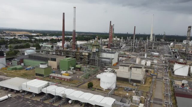 aerial view from oil refinery plant in germany