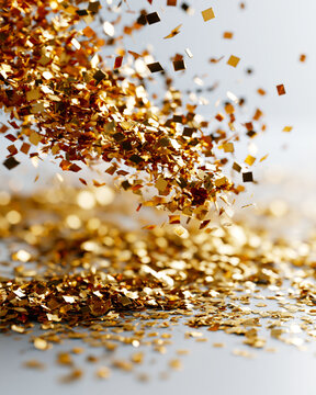 Luxury Gold Confetti Explosion Background With Glitter Particles