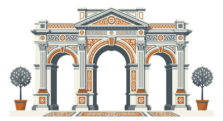 Naklejka premium Taj mahal inspired ornate grand gateway with classical architecture