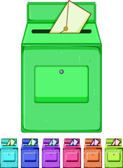 Obraz premium postbox mailbox letter cartoon. box postal, message open, service postage postbox mailbox letter sign colorful illustration