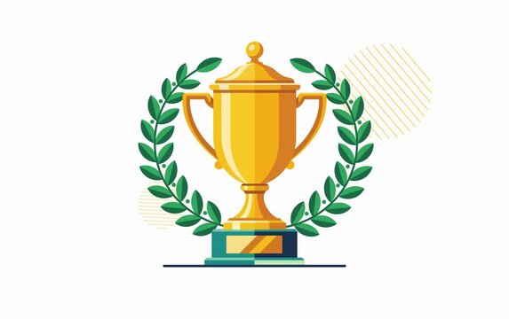 Golden Trophy Award Animation Winner Achievement Concept