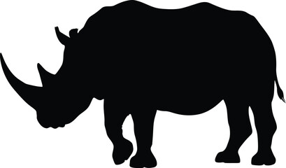Vector rhinoceros silhouette black rhino illustration for conservation and wildlife designs © Md Jafar