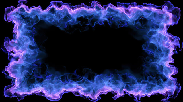 Glowing purple fire frame with magical swirling smoke effects creating a rectangular border on transparent background