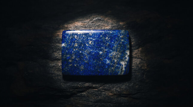 Deep blue lapis lazuli stone slab dramatic moody lighting