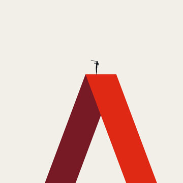 Business vision vector concept. Symbol of career growth, future opportunity, leadership success, professional ambition, strategic outlook. Minimal design eps10 illustration