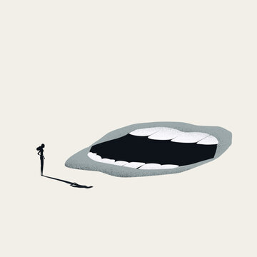Workplace discrimination vector concept. Symbol of office gossip, gender bias, verbal harassment, professional criticism, career obstacle. Minimal design eps10 illustration