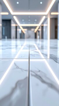 Modern interior design with marble floor.