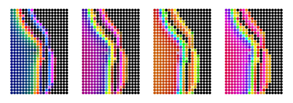 led matrix display bars poster background. vibrant abstract led matrix pattern vertical boards representing digital screen glitch tech graphics and multicolor background layout