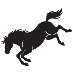 Black silhouette of a horse running freely with mane flowing  strong animal © Sharmin