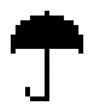 pixel art umbrella icon. retro pixel art rain umbrella graphic silhouette representing weather forecast climate shelter and autumn wet season protection