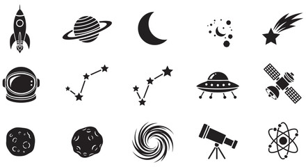 Space Exploration Silhouettes Rocket Planet Moon And Astronomical Objects astronomy © SHYFUL_STUDIO