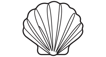 Seashell Line Art A Minimalist Black And White Illustration On A White Background © SHYFUL_STUDIO