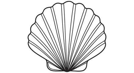 Seashell Silhouette On White Background Linear Marine Mollusk Outline shell © SHYFUL_STUDIO