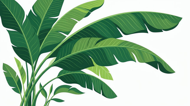 Vibrant Tropical Banana Leaves Illustration for Exotic Backgrounds