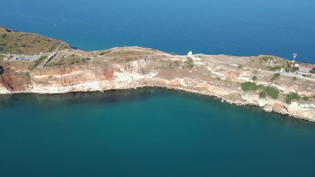 Aerial view of Black sea coast near Kaliakra cape, Dobrich Region, Bulgaria
