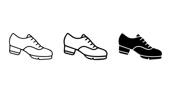 Tap Shoes Vector Icons, Classic Dance Footwear Set, Performance Shoes Collection