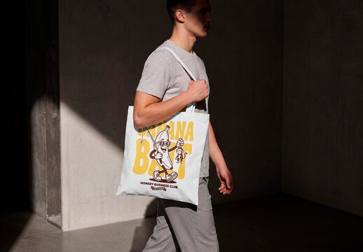 Cotton Tote Bag on Model Mockup