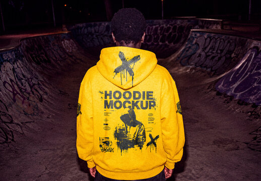 Hoodie Mockup at Skatepark