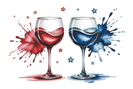 Red and blue wine glass art high resolution picture