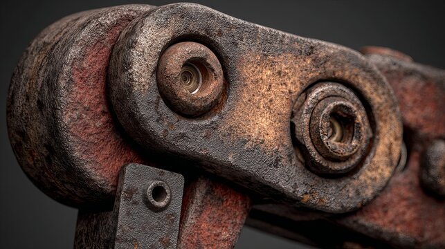 Detailed close-up of a rusty, vintage bolt and nut, showcasing industrial decay and the passage of time with aged metal textures