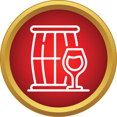 Obraz premium Wine barrel and glass presenting the beverage industry or winery