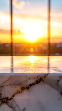 Sunset view from marble balcony.