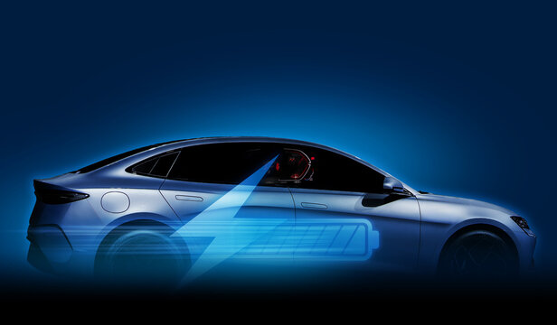 Concept of Power cable pump plug in charging power to electric vehicle EV car with icon save the world.