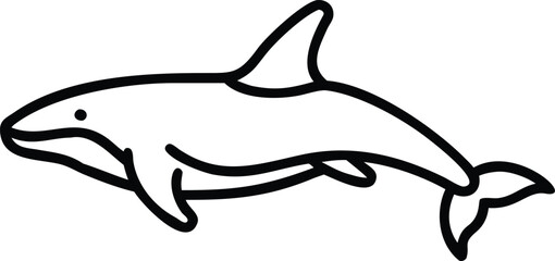 Minimalist line art vector icon of an orca killer whale swimming © Toffzal