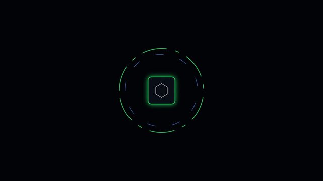 Minimalist digital interface with a glowing green circular radar design