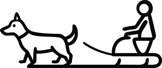 Minimalist dog sledding vector icon with musher riding a winter sled © Toffzal