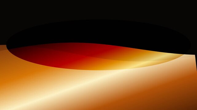 Abstract composition featuring a glowing orange elliptical light form on black